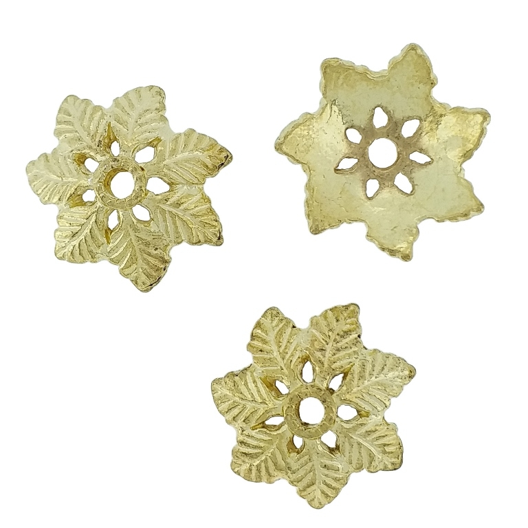 METAL BEADS - HAT RELIEF 08 LEAVES - 15x5mm GOLD - PACKAGE 80pcs. Hole-2.2mm