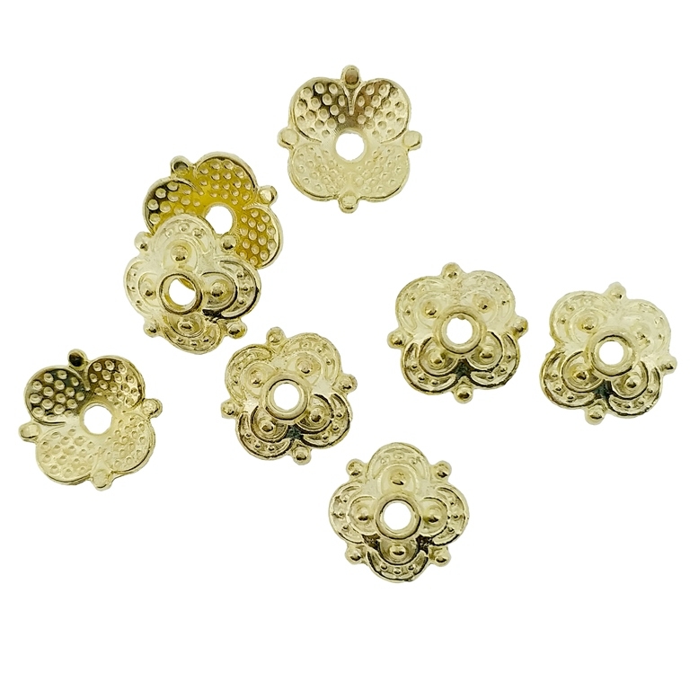 METAL BEADS - HAT RELIEF 10 - 10x10x3mm GOLD - 25pcs. Hole-1.8mm