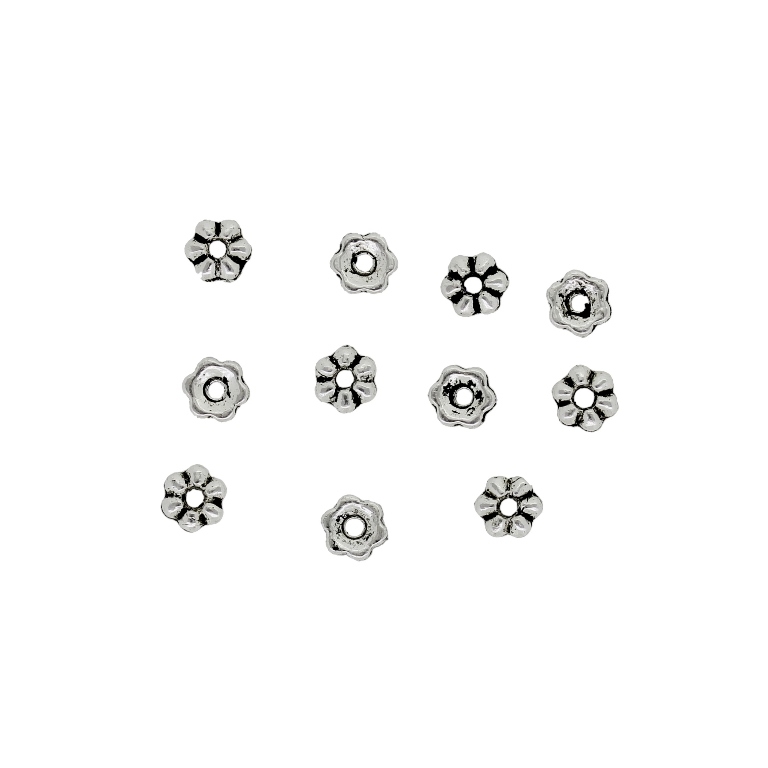 METAL BEADS - HAT FLOWERS 11 - 5x1mm NICKEL - 50pcs. Hole-1.2mm