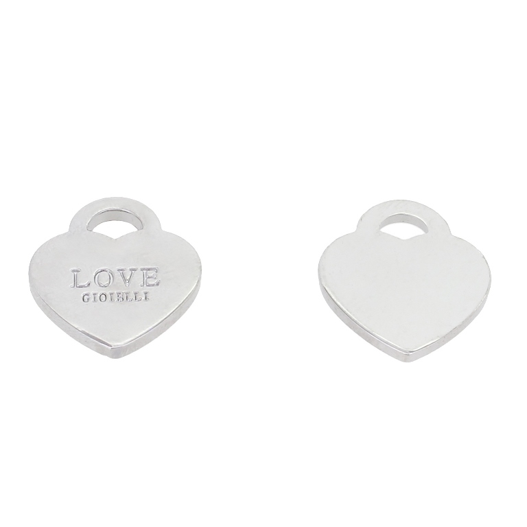 METAL - CHARMS PENDANT 1 HOLE UV COATING - HEART LOVE 03 - 19x23x2mm NICKEL COLOR - 2pcs. Hole-5.5x3.8mm