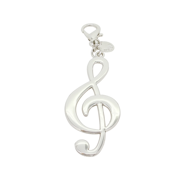 METAL - CHARMS PENDANT WITH CLASP 1 HOLE UV COATING 21mm - TREBLE CLEF - 28x68x2mm NICKEL COLOR - 1pc. Hole-2.5mm