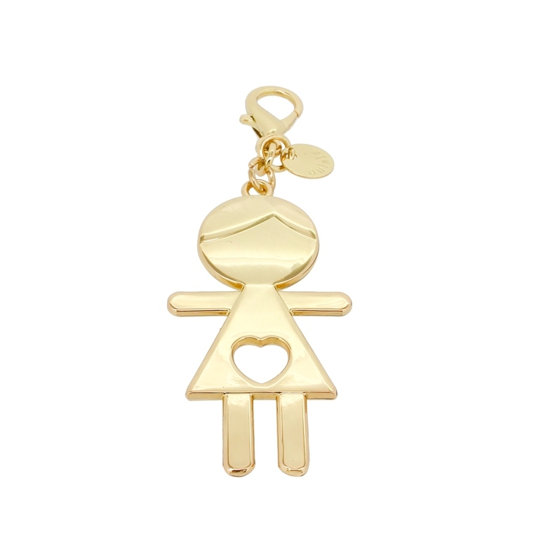 METAL - CHARMS PENDANT WITH CLASP 1 HOLE UV COATING 21mm - GIRL 02 - 32x64x4mm GOLD COLOR - 1pc. Hole-3.0mm