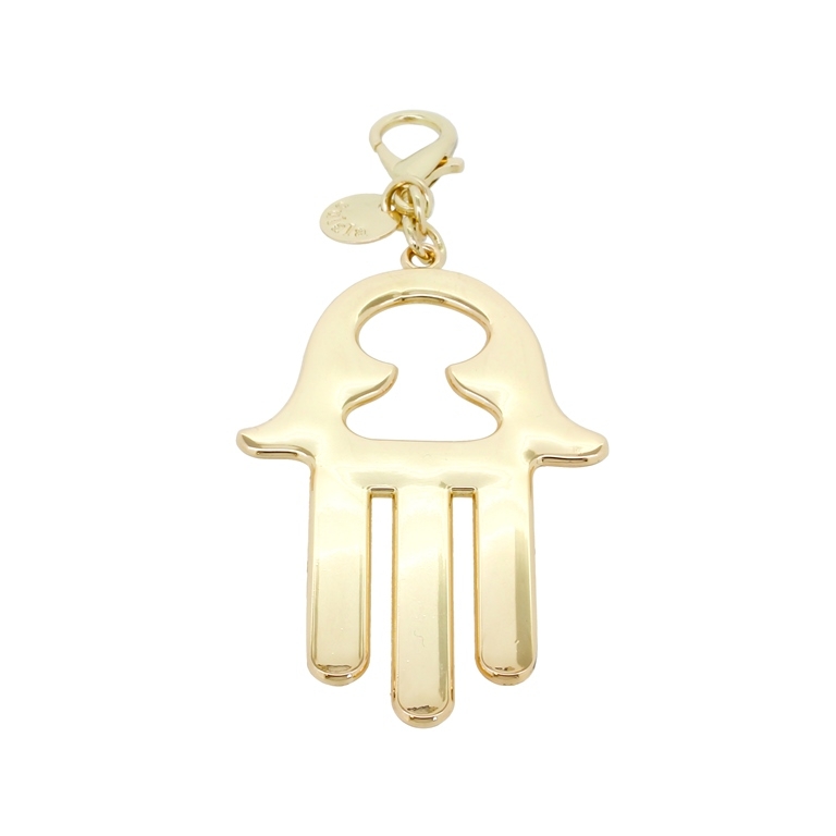 METAL - CHARMS PENDANT WITH CLASP 1 HOLE UV COATING 21mm - THE HAND OF FATIMA - 41x68x2mm GOLD COLOR - PACKAGE 6pcs. Hole-2.4mm