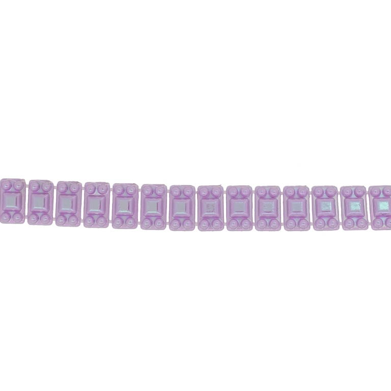 PLASTIC BEADED TRIM GARLAND - TILE 01 - 8x14mm PURPLE AB - ROLL 10yards(9m)