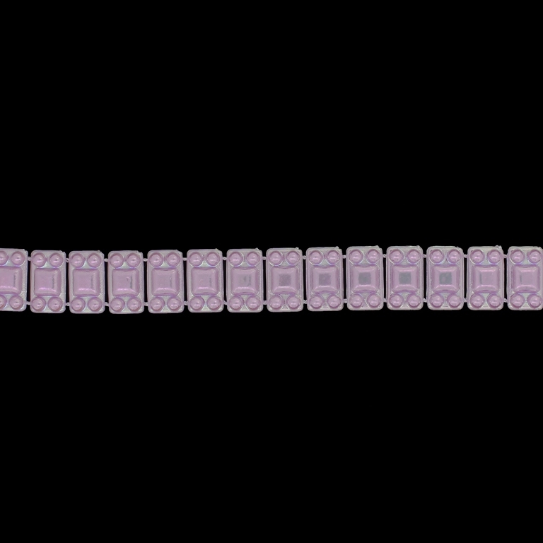 PLASTIC BEADED TRIM GARLAND - TILE 01 - 8x14mm PURPLE (LIGHT) AB - ROLL 10yards(9m)