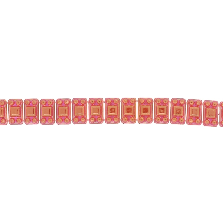 PLASTIC BEADED TRIM GARLAND - TILE 01 - 8x14mm ORANGE AB - ROLL 10yards(9m)