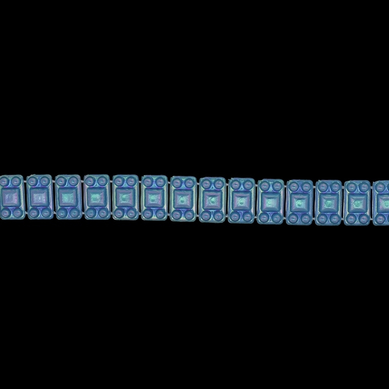 PLASTIC BEADED TRIM GARLAND - TILE 01 - 8x14mm TURQUOISE AB - ROLL 10yards(9m)