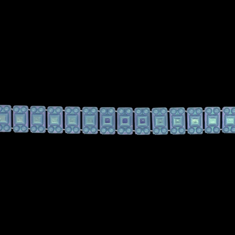 PLASTIC BEADED TRIM GARLAND - TILE 01 - 8x14mm TURQUOISE (LIGHT) AB - ROLL 10yards(9m)