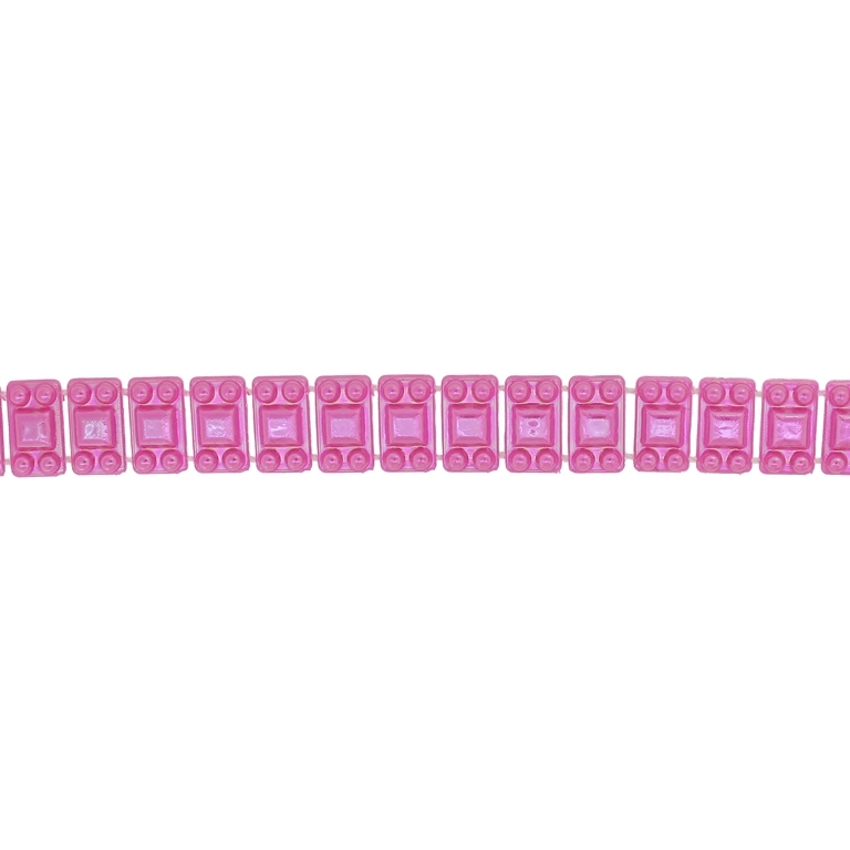 PLASTIC BEADED TRIM GARLAND - TILE 01 - 8x14mm CYCLAMEN AB - ROLL 10yards(9m)