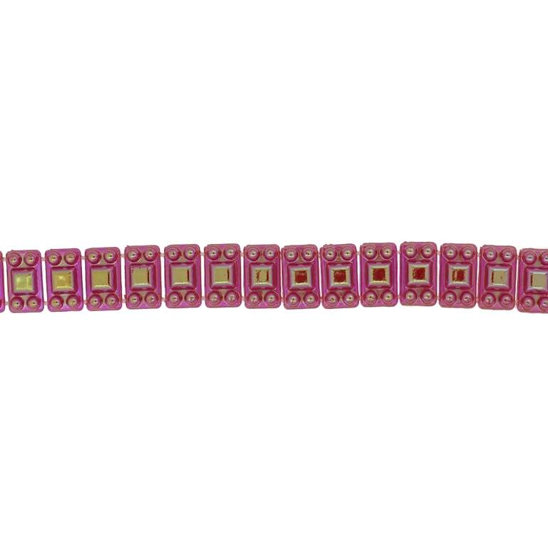 PLASTIC BEADED TRIM GARLAND - TILE 01 - 8x14mm RED 02 AB - ROLL 10yards(9m)