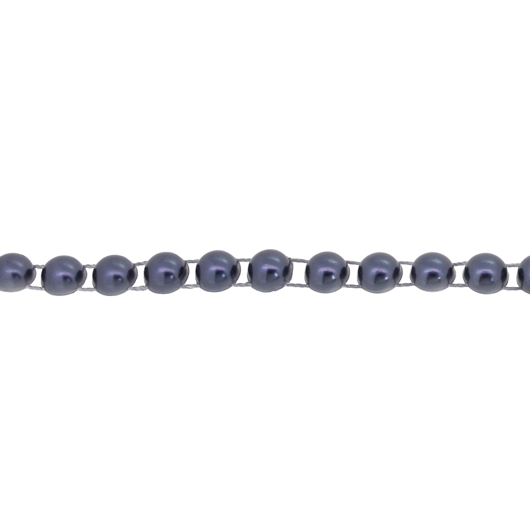 PLASTIC BEADED TRIM GARLAND - HEMISPHERE 01 - 8x5mm GRAY (DARK) - ROLL 25yards(22m)