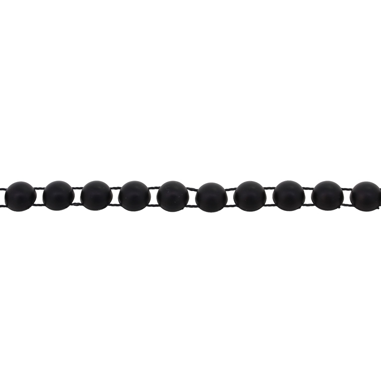 PLASTIC BEADED TRIM GARLAND - HEMISPHERE 01 - 8x5mm BLACK (МАТ) - ROLL 25meters