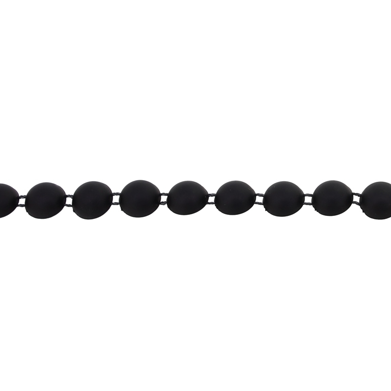 PLASTIC BEADED TRIM GARLAND - HEMISPHERE 01 - 10x5mm BLACK (МАТ) - ROLL 20yards(18m)