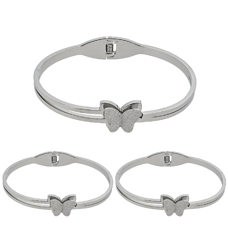 JEWELRY - HARD BRACELET - STAINLESS STEEL - BUTTERFLY 01 - 6x4.5cm NICKEL - PACKAGE 3pcs.