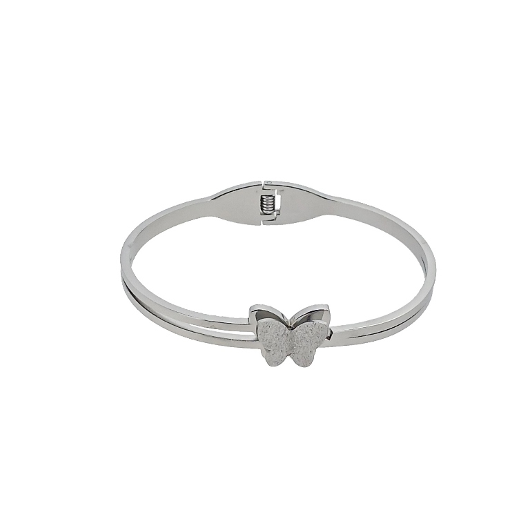 JEWELRY - HARD BRACELET - STAINLESS STEEL - BUTTERFLY 01 - 6x4.5cm NICKEL - 1pc.