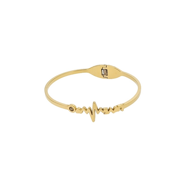 JEWELRY - HARD BRACELET - STAINLESS STEEL WITH CRYSTAL - LOVE 01 PULSE - 6x4.5cm GOLD - 1pc.