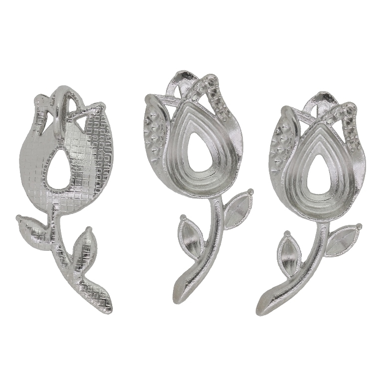 METAL BEADS - PENDANT - TULIP 02 - 14x33x5mm NICKEL - 3pcs. Hole-3.0x5.0mm