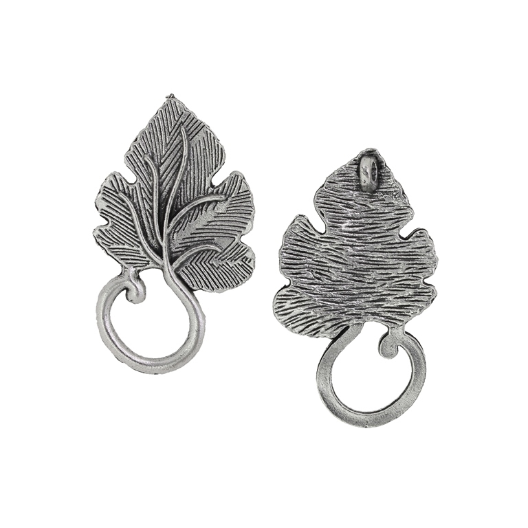 METAL BEADS - PENDANT - VINE LEAF 01 - 21x37x2mm NICKEL - 2pcs. Hole-2.2mm