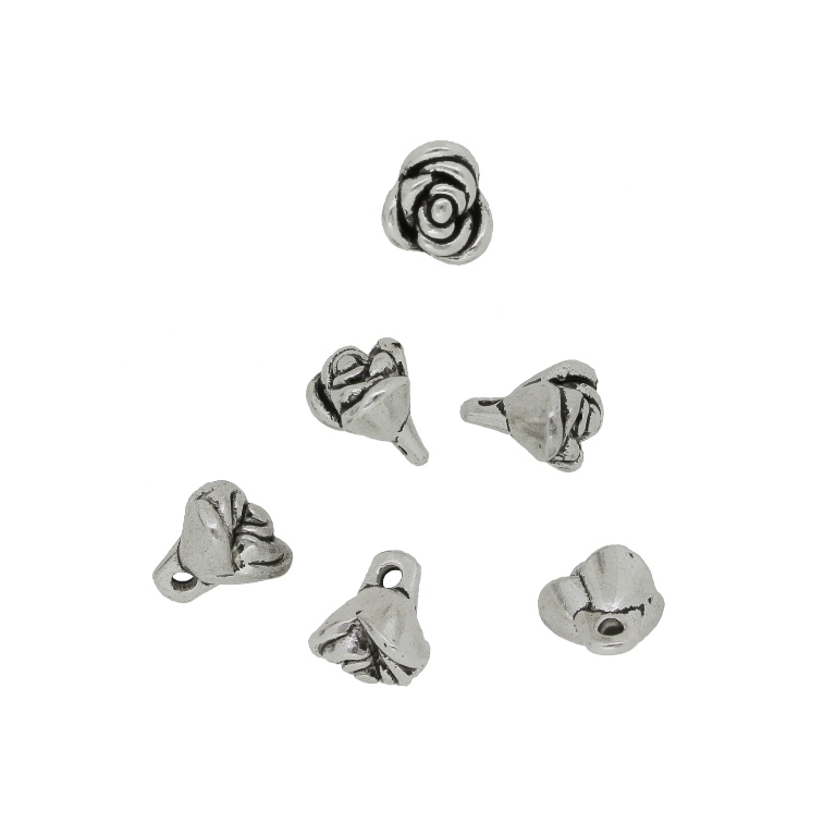 METAL BEADS - PENDANT - ROSE 06 - 8x9x7mm NICKEL - 10pcs. Hole-1.5mm