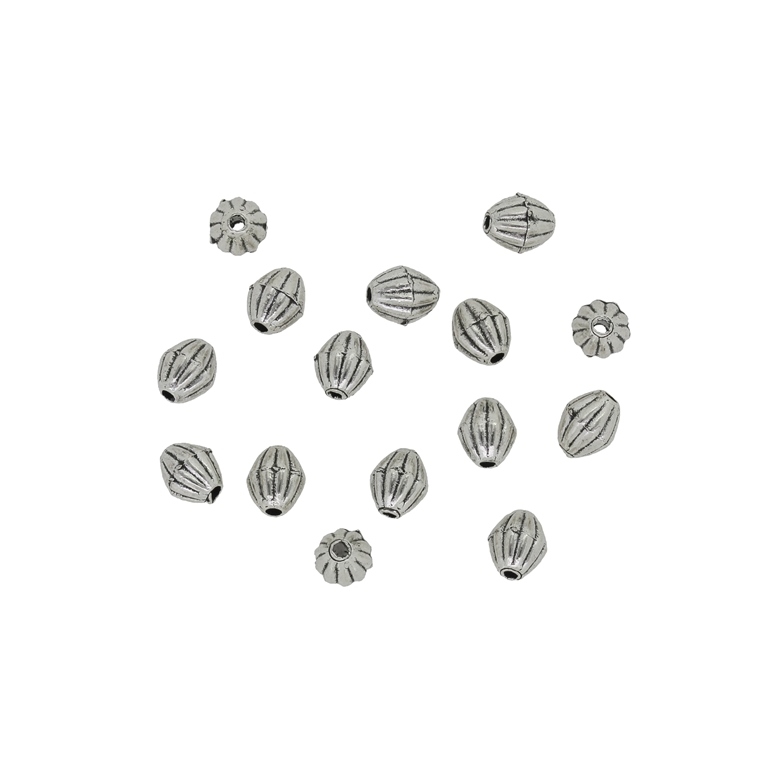 METAL BEADS - ELLIPSE STRIPE 01 - 6x5mm NICKEL - 20pcs. Hole-1.2mm