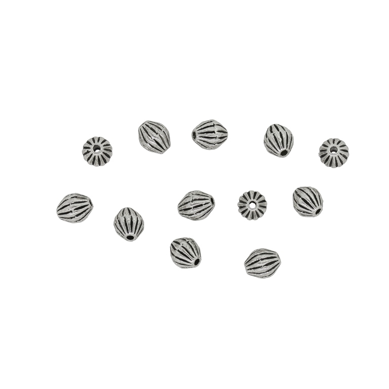 METAL BEADS - ELLIPSE STRIPE 02 - 6x5mm NICKEL (DARK) - 20pcs. Hole-1.0mm