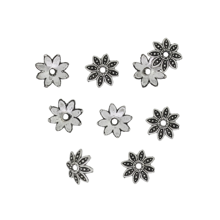 METAL BEADS - FLOWER HAT 09 POINTS - 8x2mm NICKEL Т. - 500pcs. Hole-1.0mm