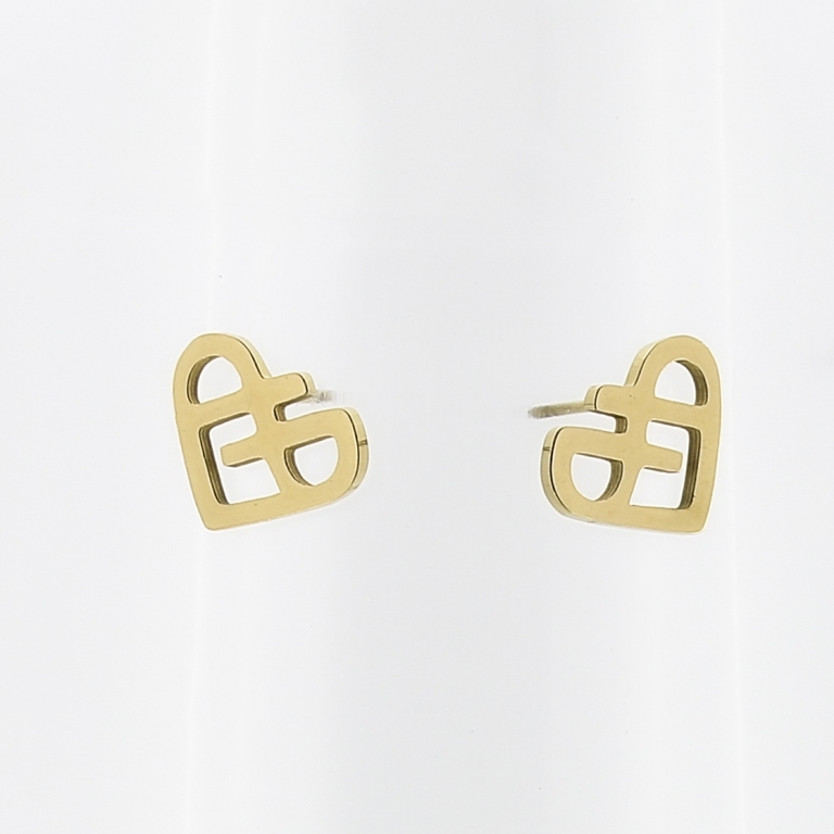 JEWELRY - EARRINGS - SCREW - STAINLESS STEEL - HEART 01 CONTOUR - 1.2x1cm GOLD - 1 pair