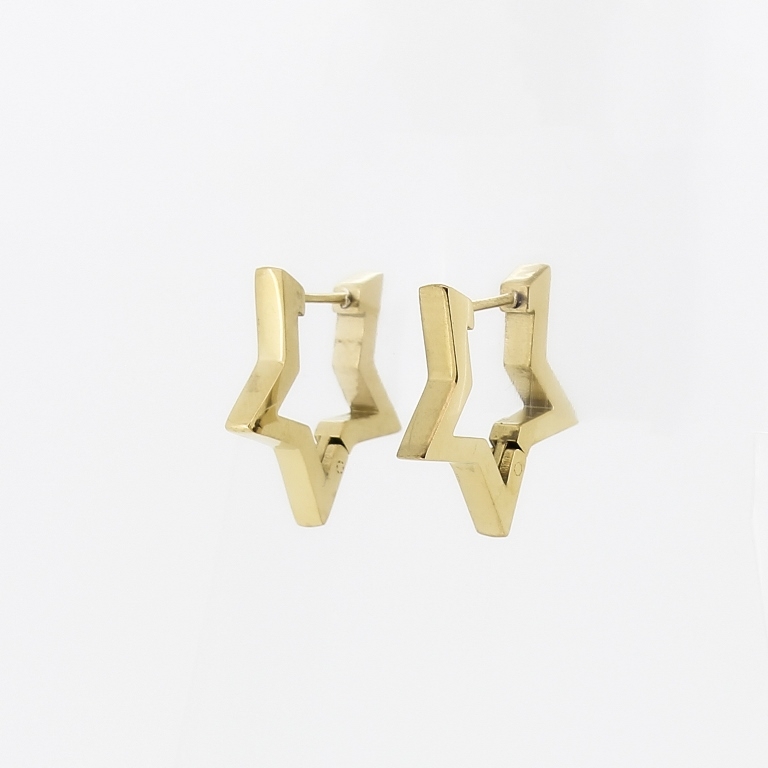 JEWELRY - EARRINGS - HINGE - STAINLESS STEEL - STAR 01 - 1.4x1.2cm GOLD - 1 pair