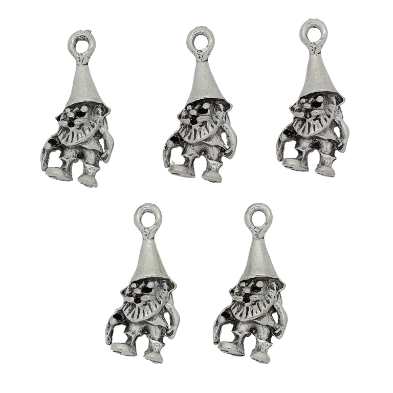 METAL BEADS - PENDANT - CHRISTMAS DWARF 01 - 11x24x7mm NICKEL - PACKAGE 30pcs. Hole-2.0mm