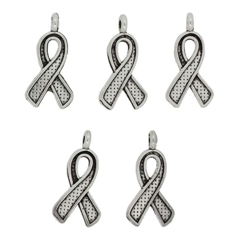 METAL BEADS - PENDANT - RIBBON 03 FOR CAMPAIGN - 10x21x2mm NICKEL - PACKAGE 120pcs. Hole-1.9mm