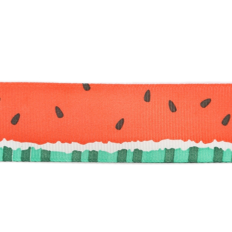 GROSGRAIN RIBBON - PRINT - WATERMELON 01 - 25mm RED AND GREEN-WHITE - 50yards(45m)