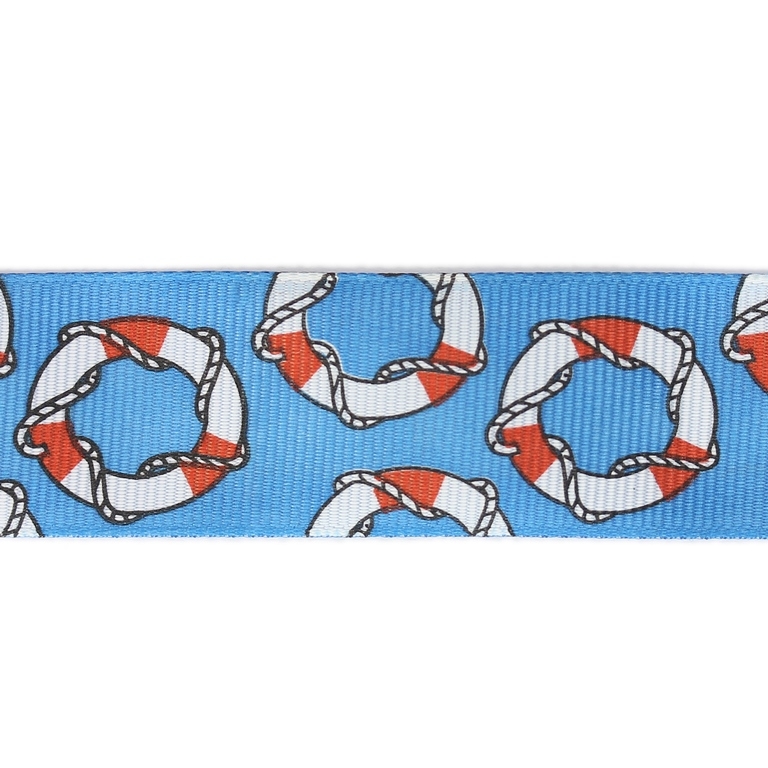 GROSGRAIN RIBBON - PRINT - LIFEBUOY 01 - 25mm BLUE AND RED-WHITE - 40meters