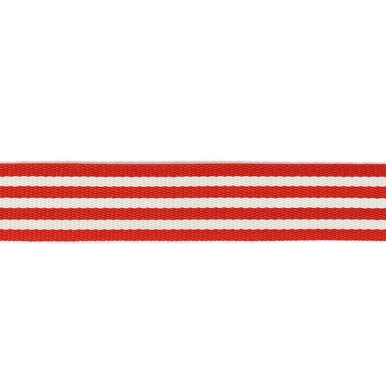 GROSGRAIN RIBBON - PRINT - STRIPES - 15mm RED AND WHITE - 50meters