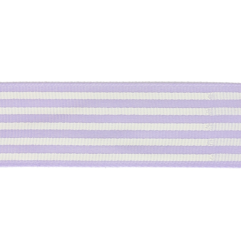 GROSGRAIN RIBBON - PRINT - STRIPES - 25mm PURPLE (LIGHT) 090 AND WHITE - 50yards(45m)