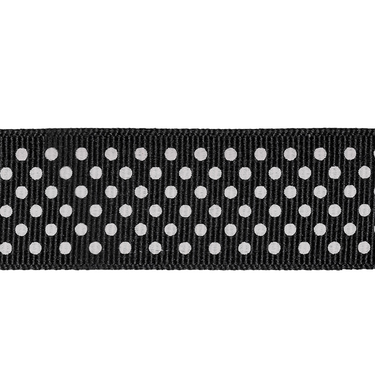 GROSGRAIN RIBBON - DOTS - 26mm BLACK AND WHITE - 100yards(91m)