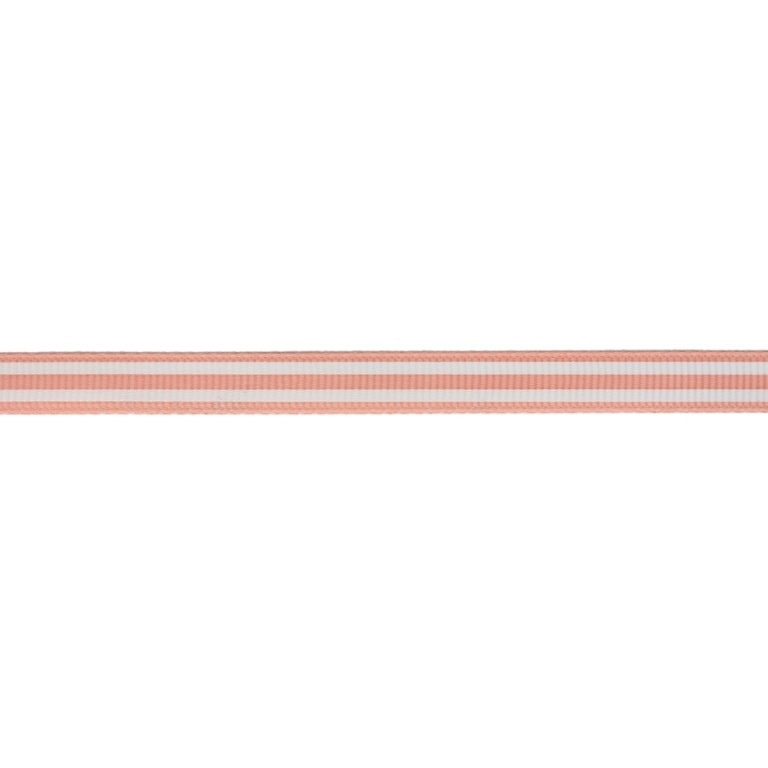 GROSGRAIN RIBBON - PRINT - STRIPES - 10mm PEACH AND WHITE - 100yards(91m)