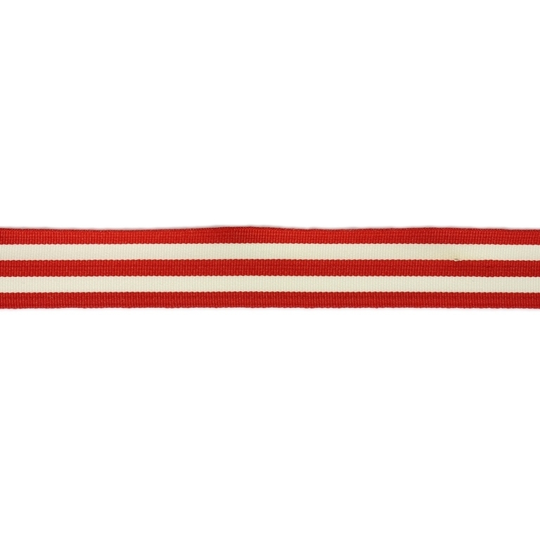 GROSGRAIN RIBBON - PRINT - STRIPES 02 - 16mm RED AND ECRU - 50yards(45m)