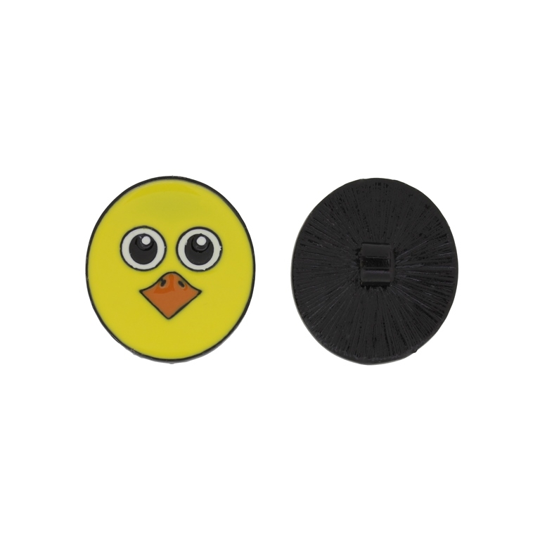 METAL BEADS WITH ENAMEL - UV - DECORATION FOR JEWELRY - CHICKEN 01 - 24x26x7mm BLACK AND YELLOW - PACKAGE 10pcs. Hole-5.0x3.0mm