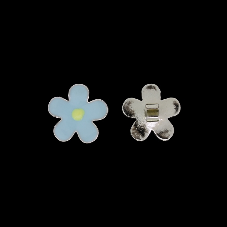 METAL BEADS WITH ENAMEL - UV - DECORATION FOR JEWELRY - FLOWER 20 - 20x19x8mm GOLD AND BLUE (LIGHT) - PACKAGE 10pcs. Hole-5.0x3.0mm