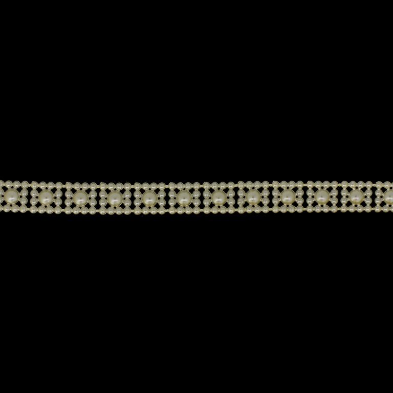 PLASTIC BEADED TRIM GARLAND - SQUARE 01 - 10x3mm ECRU (DARK) - ROLL 30meters