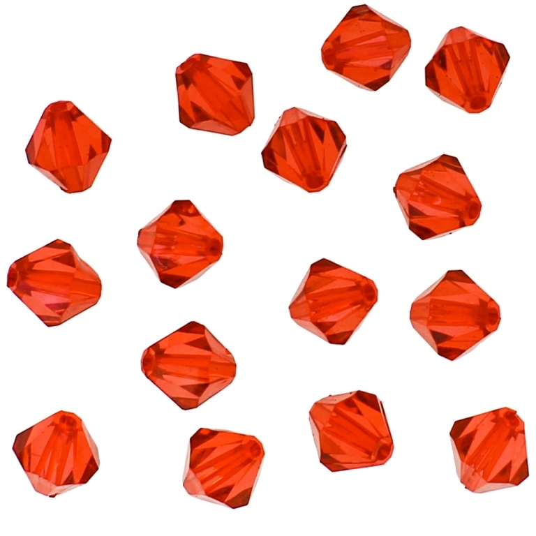 TRANSPARENT PLASTIC BEADS - BICONES 01 - 10x9.5mm RED V12 - 50g Hole-2.0mm (130pcs.)