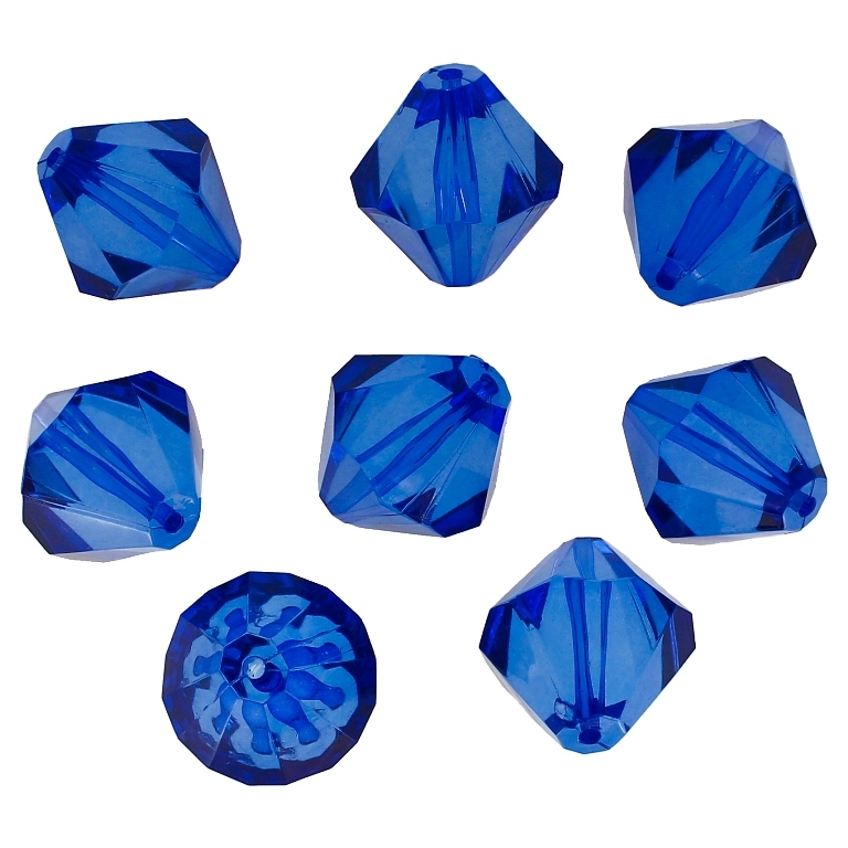 TRANSPARENT PLASTIC BEADS - BICONES 01 - 24x22mm BLUE (DARK) V44 - 50g Hole-2.0mm (9pcs.)