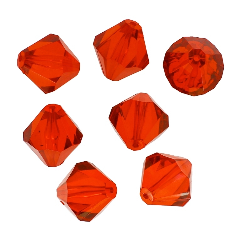 TRANSPARENT PLASTIC BEADS - BICONES 01 - 24x22mm RED V12 - 50g Hole-2.0mm (9pcs.)