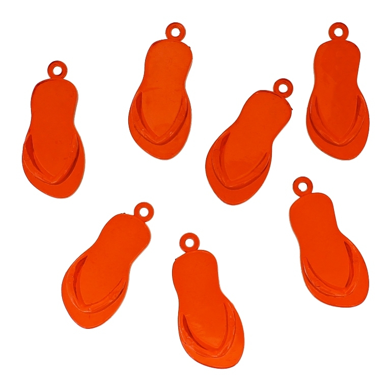 TRANSPARENT PLASTIC BEADS - PENDANT SLIPPER - 33x15x17mm RED V12 - PACKAGE 500g Hole-2.0mm (335pcs.)