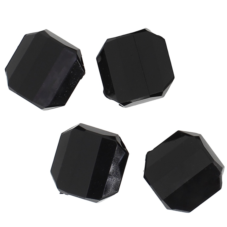 TRANSPARENT PLASTIC BEADS - SQUARE IRREGULAR FACETED - 21x19x9mm BLACK V72 - PACKAGE 500g Hole-2.5mm (215pcs.)