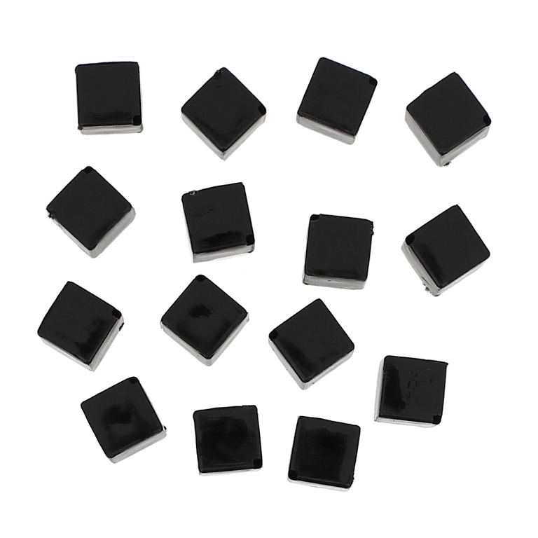 TRANSPARENT PLASTIC BEADS - CUBE DIAGONAL - 12x8x8mm BLACK V72 - PACKAGE 500g Hole-1.5mm (840pcs.)