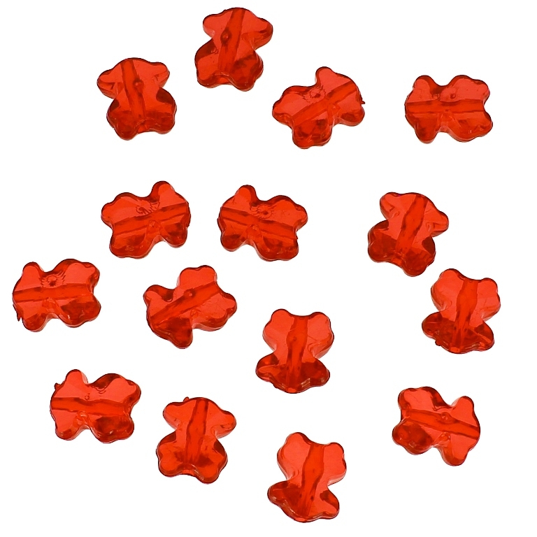 TRANSPARENT PLASTIC BEADS - BEAR 03 FACETED - 12x10x8mm RED V12 - PACKAGE 500g Hole-1.8mm (1100pcs.)