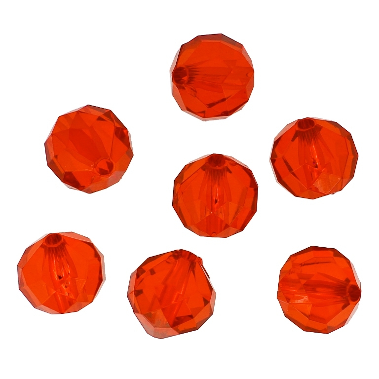 TRANSPARENT PLASTIC BEADS - OVAL FACETED 02 - 19x18mm RED V12 - PACKAGE 500g Hole-3.5mm (140pcs.)