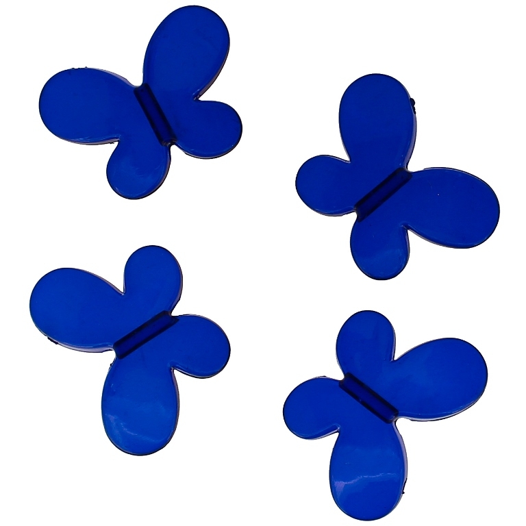 TRANSPARENT PLASTIC BEADS - BUTTERFLY 01 - SMOOTH 21x29x6mm BLUE (DARK) 02 V44 - 50g Hole-3.0mm (26pcs.)