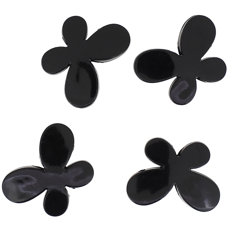 TRANSPARENT PLASTIC BEADS - BUTTERFLY 01 - SMOOTH 21x29x6mm BLACK V72 - 50g Hole-3.0mm (26pcs.)